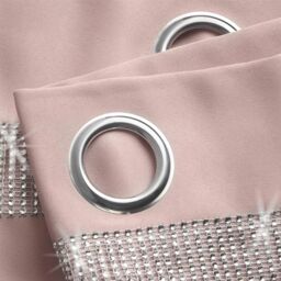 Luxury Living Palace Diamante Ring Top Blackout Curtains in Pink - Size: 168 cm width x 137 cm drop - thumbnail 2