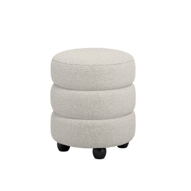 Lemon Pavilion Furniture Emi Pouffe - Boucle/Pine - L44xW44xH50 cm - Ivory/Black in Ivory - image 1