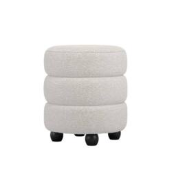 Lemon Pavilion Furniture Emi Pouffe - Boucle/Pine - L44xW44xH50 cm - Ivory/Black in Ivory - thumbnail 2