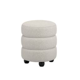 Lemon Pavilion Furniture Emi Pouffe - Boucle/Pine - L44xW44xH50 cm - Ivory/Black in Ivory