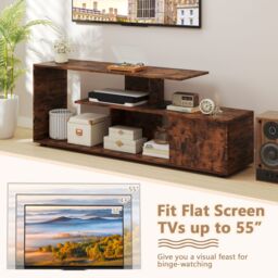 "Costway TV Stand for TVs up to 55"" 3-Tier Media Console Table w/Storage in Brown" - thumbnail 5