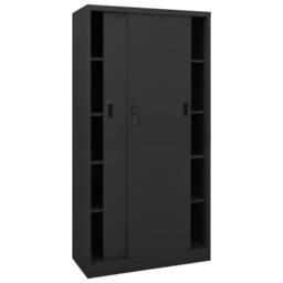 Berkfield Home Office Cabinet with Sliding Door Anthracite 90x40x180 cm Steel in Black - Size: 90 x 40 x 180 cm