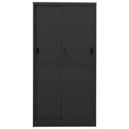 Berkfield Home Office Cabinet with Sliding Door Anthracite 90x40x180 cm Steel in Black - Size: 90 x 40 x 180 cm - thumbnail 4