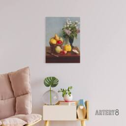 "Artery8 Still Life with Flowers & Fruit Latour Canvas Wall Art in Yellow - Size: W18"" x H24""" - thumbnail 3