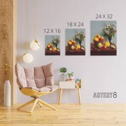 "Artery8 Still Life with Flowers & Fruit Latour Canvas Wall Art in Yellow - Size: W18"" x H24""" - thumbnail 4