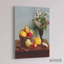 "Artery8 Still Life with Flowers & Fruit Latour Canvas Wall Art in Yellow - Size: W18"" x H24""" - thumbnail 2