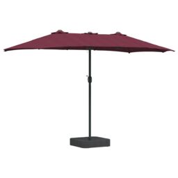 Berkfield Home Garden Parasol Folding Bordeaux red 385 x 209 x 244 cm Fabric - thumbnail 2