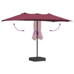 Berkfield Home Garden Parasol Folding Bordeaux red 385 x 209 x 244 cm Fabric - thumbnail 8