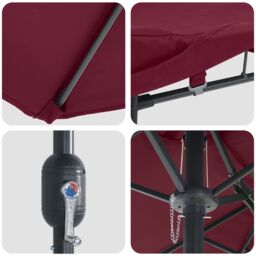 Berkfield Home Garden Parasol Folding Bordeaux red 385 x 209 x 244 cm Fabric - thumbnail 7