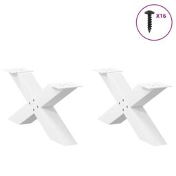 Berkfield Home Coffee Table Legs X-Shaped 2 pcs White 70x(30-31) cm Steel - thumbnail 3