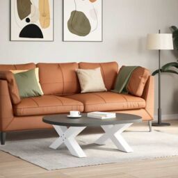 Berkfield Home Coffee Table Legs X-Shaped 2 pcs White 70x(30-31) cm Steel - thumbnail 2