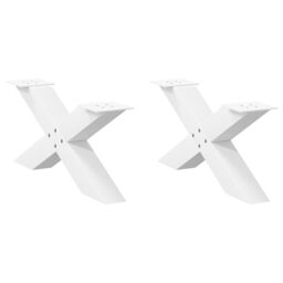 Berkfield Home Coffee Table Legs X-Shaped 2 pcs White 70x(30-31) cm Steel - thumbnail 1