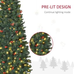 HOMCOM 6ft Artificial Pencil Christmas Tree with LED Light Berry Xmas Decor in Green - thumbnail 6