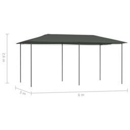 Berkfield Home Gazebo 3x6x2.6 m Anthracite 160 g/m ² in Black - thumbnail 4