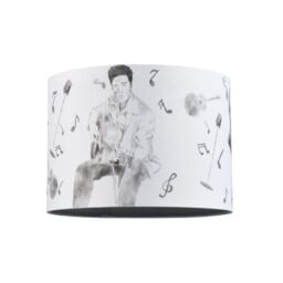 Happy Homewares Elvis Presley Themed Linen Lampshade with Famous Poses & Guitars Musical Notes in Grey - Size: 10 inches