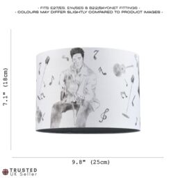 Happy Homewares Elvis Presley Themed Linen Lampshade with Famous Poses & Guitars Musical Notes in Grey - Size: 10 inches - thumbnail 6