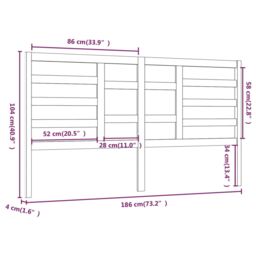 Berkfield Home Bed Headboard Grey 186x4x104 cm Solid Wood Pine - Size: 186 x 4 x 104 cm - thumbnail 6