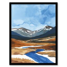 "Artery8 Cairngorms National Park Scotland Watercolour Framed Art Print in Blue - Size: W12"" x H16""" - thumbnail 1