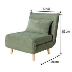 Home Source Single Clic Clac Sofa Bed Sleeper Couch Upholstered Living Furniture in Green - thumbnail 3