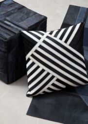 Orsina Bosie Safira Black & White Hair on Leather Cushion - thumbnail 2