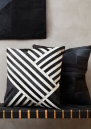 Orsina Bosie Safira Black & White Hair on Leather Cushion - thumbnail 3