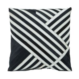 Orsina Bosie Safira Black & White Hair on Leather Cushion