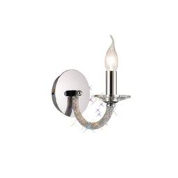 Netlighting Elena Wall Lamp Switched 1 Candle Light Polished Chrome Crystal in Grey