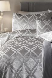 Soiree 'Belfort' Woven Geo Velvet Duvet Cover Set in Silver - Size: Double - thumbnail 2