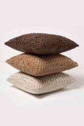 Homescapes Sofia Pleated Velvet Cushion in Brown - Size: 45 cm x 45 cm - thumbnail 6