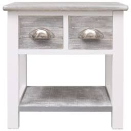 Berkfield Home Side Table Grey 40x40x40 cm Paulownia Wood - Size: 40 x 40 x 40 cm - thumbnail 2