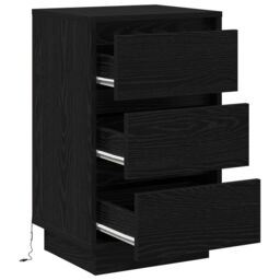 Berkfield Home Bedside Cabinet with LED Black Oak 39x34.5x65 cm Engineered Wood - thumbnail 5
