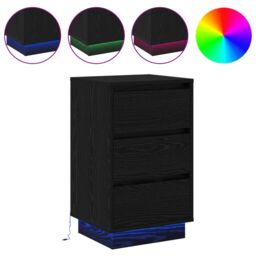 Berkfield Home Bedside Cabinet with LED Black Oak 39x34.5x65 cm Engineered Wood - thumbnail 4