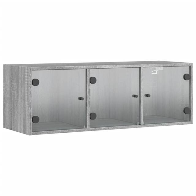 Berkfield Home Wall Cabinet with Glass Doors Grey Sonoma 102x37x35 cm - Size: 102 x 37 x 35 cm - image 1