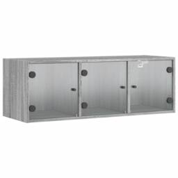 Berkfield Home Wall Cabinet with Glass Doors Grey Sonoma 102x37x35 cm - Size: 102 x 37 x 35 cm - thumbnail 1