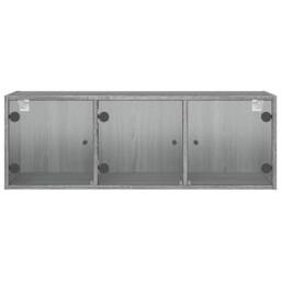 Berkfield Home Wall Cabinet with Glass Doors Grey Sonoma 102x37x35 cm - Size: 102 x 37 x 35 cm - thumbnail 6