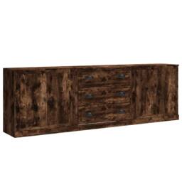 Berkfield Home Sideboards 3 pcs Smoked Oak Engineered Wood in Brown - thumbnail 3