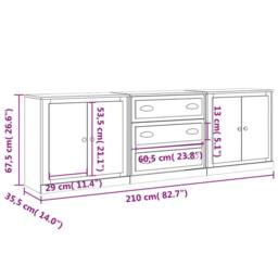 Berkfield Home Sideboards 3 pcs Smoked Oak Engineered Wood in Brown - thumbnail 7