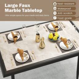 EONLION Sintered Stone Dining Table Rectangular Kitchen Table in Black - Size: 100 cm - thumbnail 4