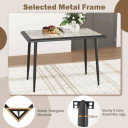 EONLION Sintered Stone Dining Table Rectangular Kitchen Table in Black - Size: 100 cm - thumbnail 3