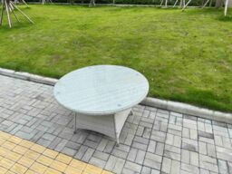 Fimous Rattan Garden Furniture Set 1 Big Round Coffee Table & 6 Seater Chairs in Light Grey - thumbnail 4