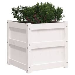 Berkfield Home Beautiful Garden Planter White 50x50x50 cm Solid Wood Pine - Size: 50 x 50 x 50 cm - thumbnail 4