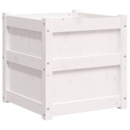 Berkfield Home Beautiful Garden Planter White 50x50x50 cm Solid Wood Pine - Size: 50 x 50 x 50 cm - thumbnail 7