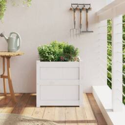 Berkfield Home Beautiful Garden Planter White 50x50x50 cm Solid Wood Pine - Size: 50 x 50 x 50 cm - thumbnail 1
