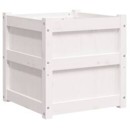 Berkfield Home Beautiful Garden Planter White 50x50x50 cm Solid Wood Pine - Size: 50 x 50 x 50 cm - thumbnail 3