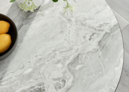 FurnitureboxUK Elina 80cm Round 2-Seater White Marble Effect Pedestal Dining Table - thumbnail 3
