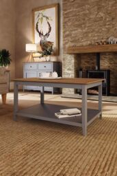 FWStyle Large Dove Grey Painted Oak Veneer Storage Coffee Table