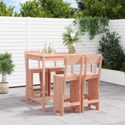 Berkfield Home 5 Piece Garden Bar Set Solid Wood Douglas in Brown - thumbnail 1