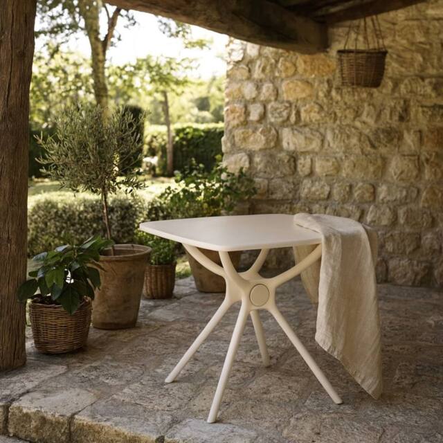 Wyld Haus Chalencon Putty Cream Square Outdoor Plastic Table - image 1