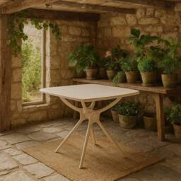 Wyld Haus Chalencon Putty Cream Square Outdoor Plastic Table - thumbnail 2