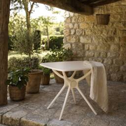 Wyld Haus Chalencon Putty Cream Square Outdoor Plastic Table - thumbnail 1
